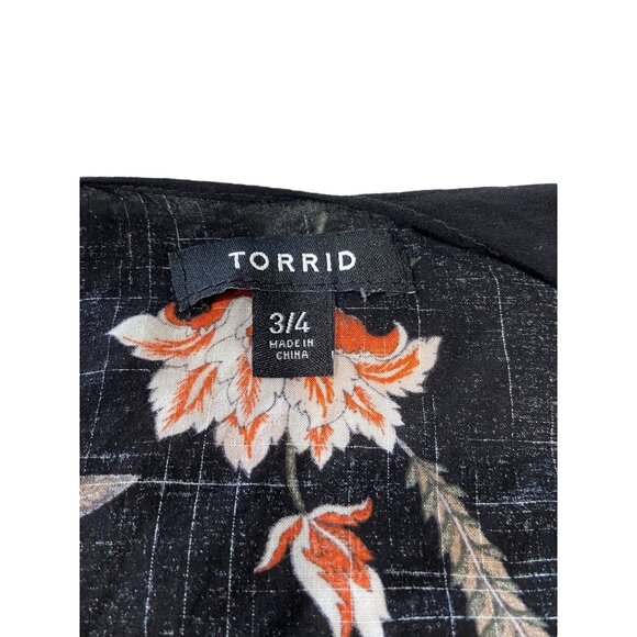 Torrid Floral Maxi Kimono Cardigan Black Size 3/4 Boho Fall Hippie Festival Cute - Picture 3 of 12